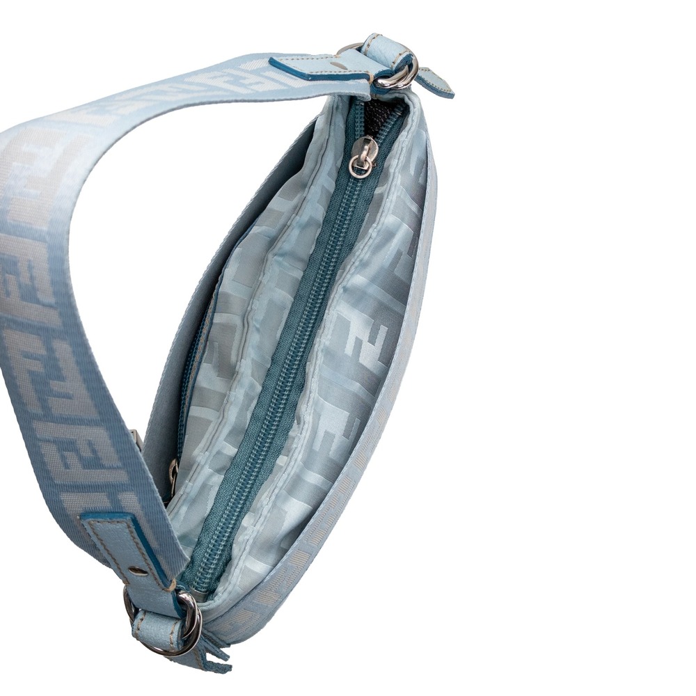 Authentic Fendi Light Blue Zucchino FF Jacquard Shoulder Bag | Vintage Y2K - Picture 6 of 13